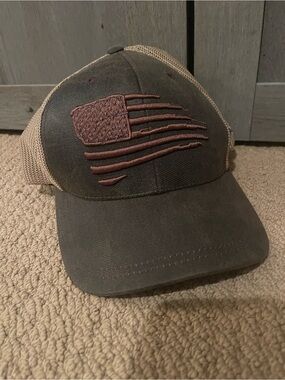 Ariat Brown and Tan Mesh Back Patch Flag Cap